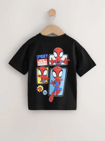 |Boy| Camiseta de Manga Curta do Homem-Aranha Preto (9 meses a 8 anos)