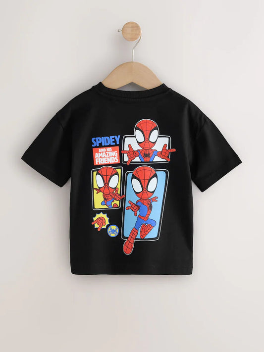 |Boy| Camiseta de Manga Curta do Homem-Aranha Preto (9 meses a 8 anos)