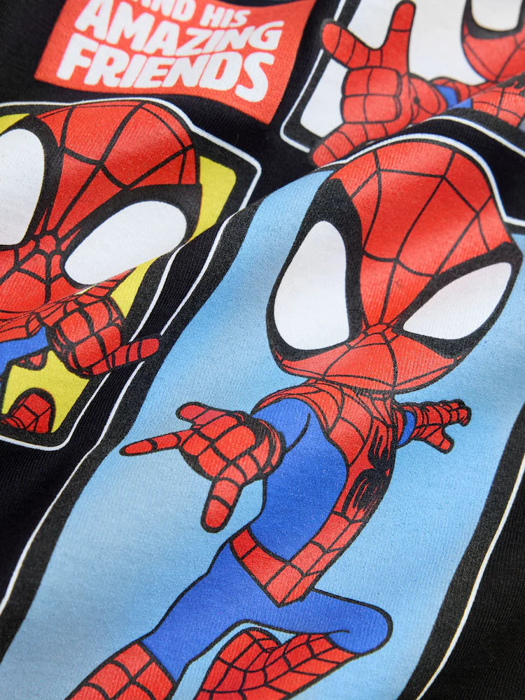 |Boy| Camiseta de Manga Curta do Homem-Aranha Preto (9 meses a 8 anos)