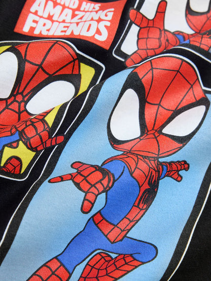 |Boy| Camiseta de Manga Curta do Homem-Aranha Preto (9 meses a 8 anos)