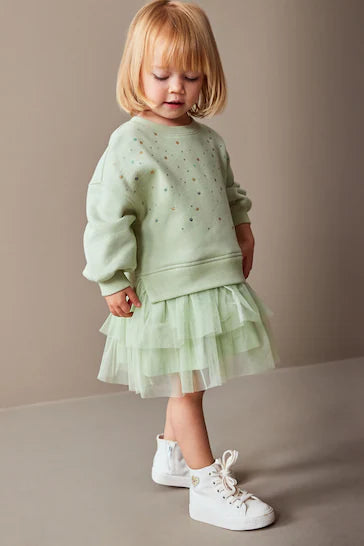 |Girl| Vestido De Malha De Suor - Mint Green (3 meses a 7 anos)