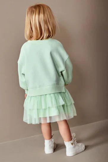 |Girl| Vestido De Malha De Suor - Mint Green (3 meses a 7 anos)