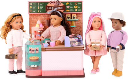 A Nossa Geração – Acessórios para Bonecas de 18 Polegadas – Conjunto de Brinquedos para Cafetaria – Artigos Alimentares – Brincadeira de Faz de Conta 3+ Anos – Love U Latte