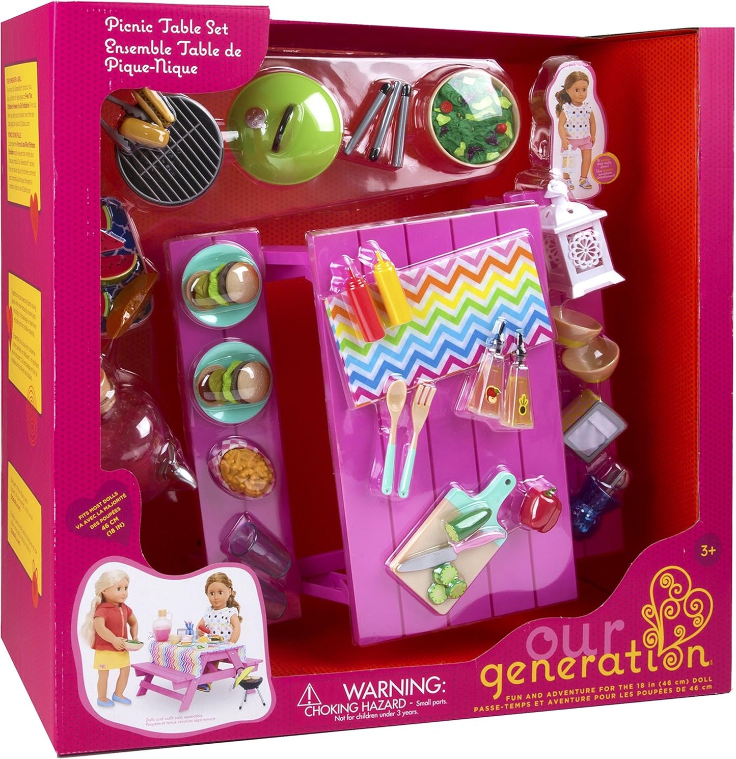 Acessórios para bonecas Our Generation - Conjunto de mesa de piquenique - para bonecas de 46 cm - para idades de 3, 4 anos ou mais