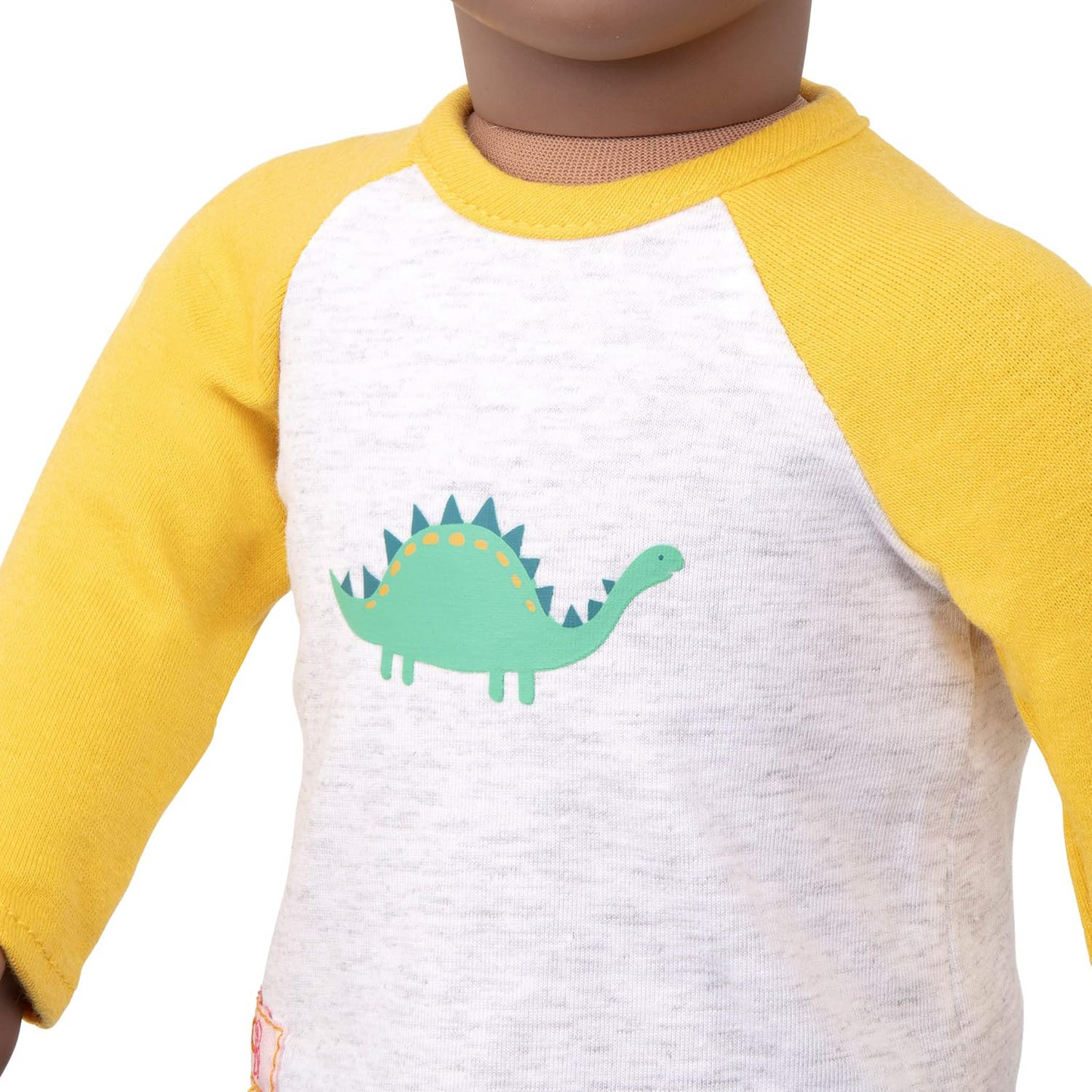Fato Dino-Snores da Nossa Geração – Pijama com tema de dinossauro, incluindo peluche Dino para bonecas de 45 cm – Conjunto de 4 peças