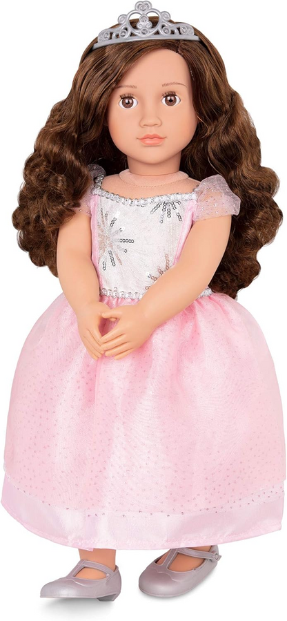 Our Generation - Boneca dançarina de salão de 45 cm com tiara, vestido encantador, cabelo castanho comprido, lindos olhos castanhos, braços e pernas móveis, boneca de moda para maiores de 3 anos