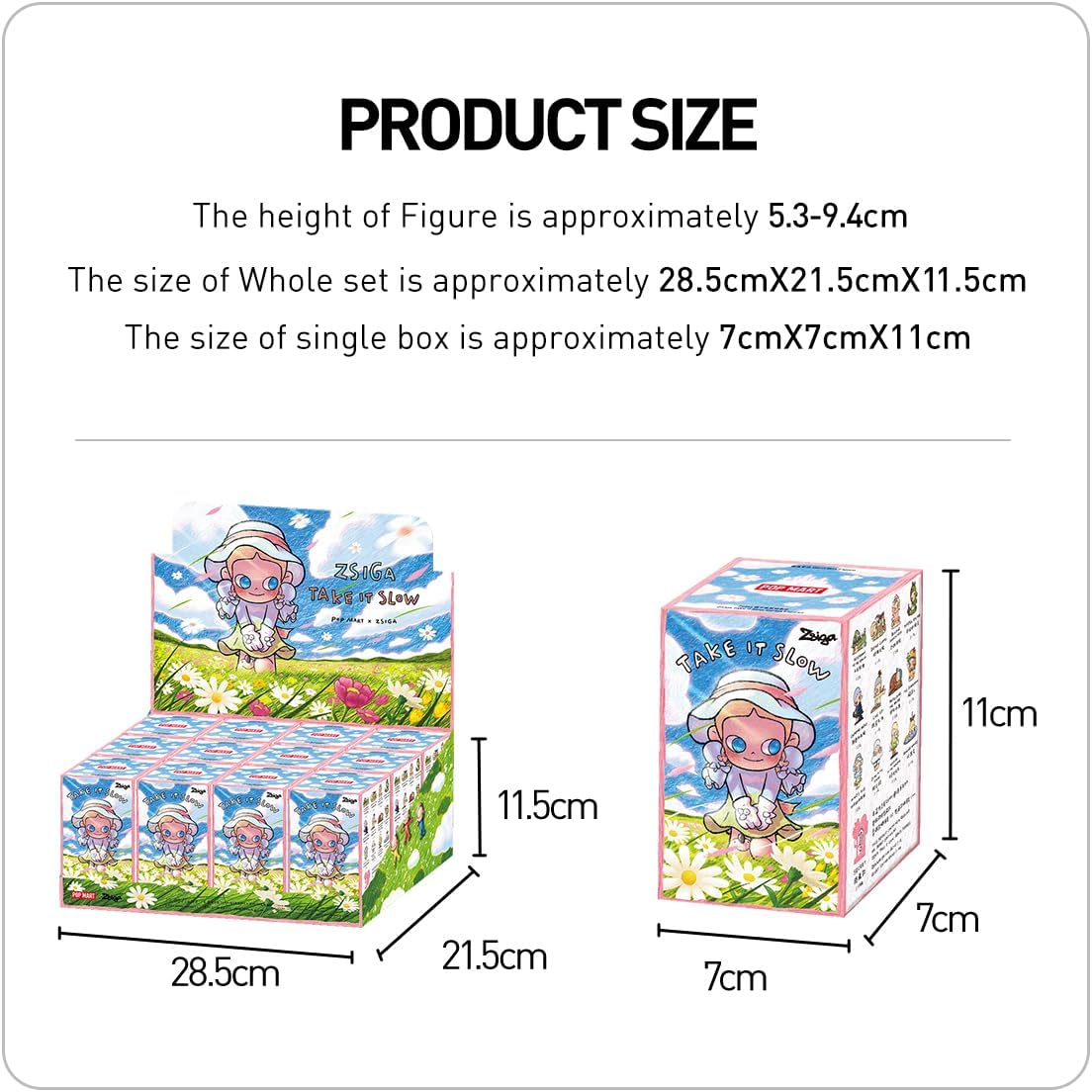 POP MART Zsiga Take It Slow Series Figuras 1 Caixa Articulada Personagem Design Premium Presentes para Mulheres Brinquedo Colecionável Favorito dos Fãs Figura de Ação de Brinquedo