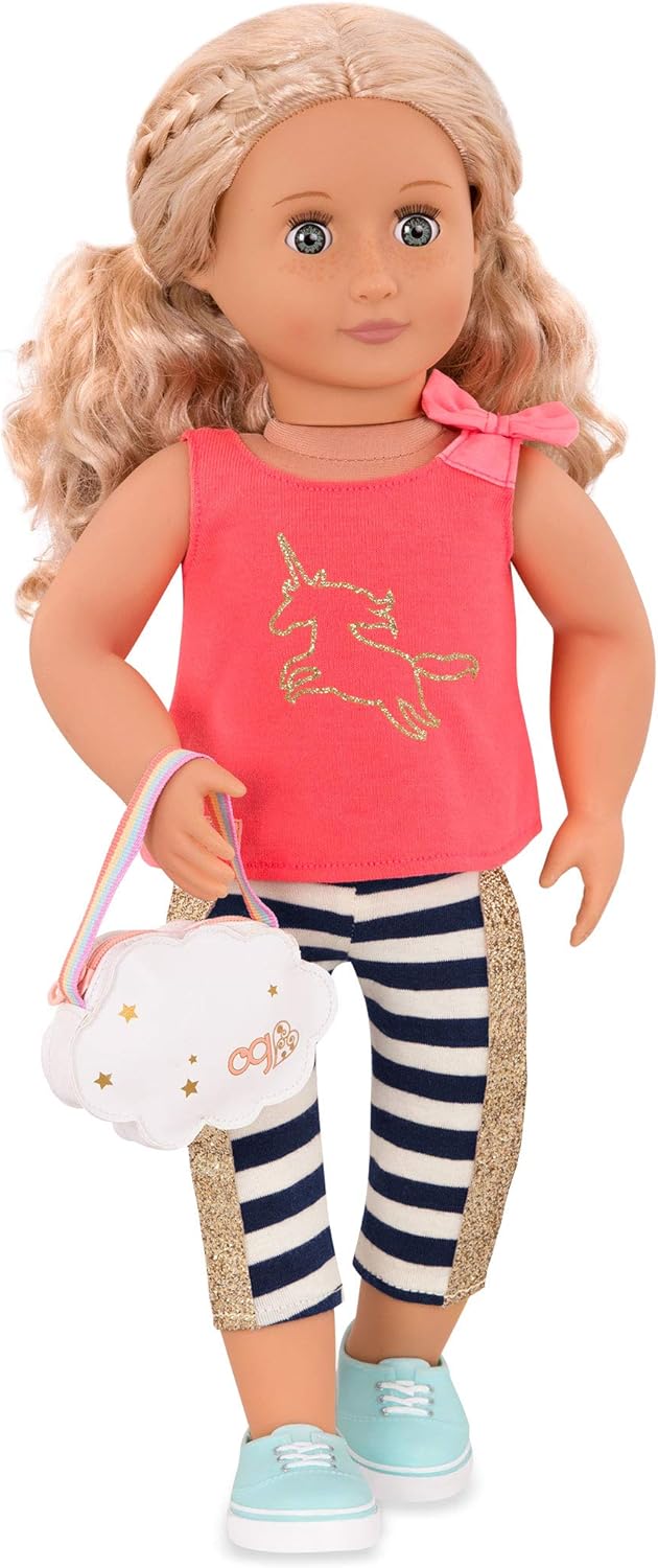 Nossa Geração Desejo Realizado – Conjunto de Moda Unicórnio Brilhante para Bonecas de 18 Polegadas – Conjunto de Roupas de 4 Peças