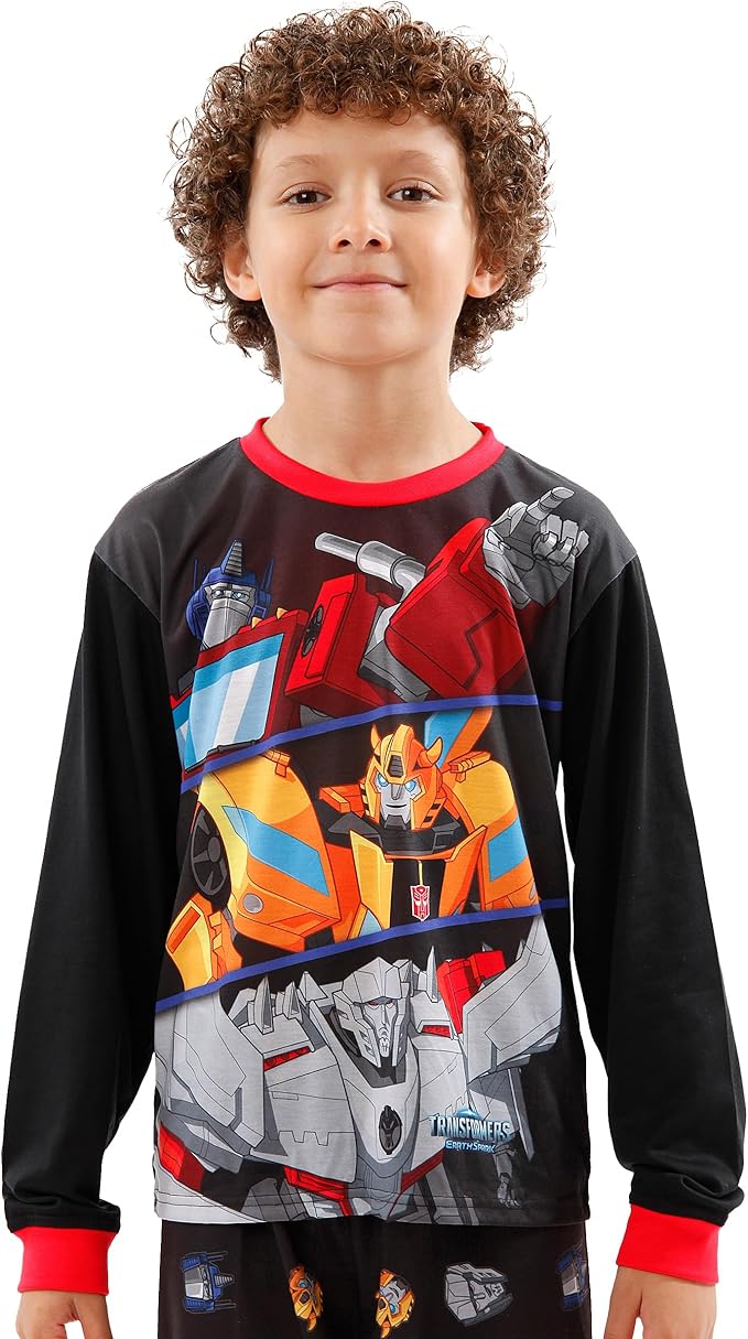Pijamas Transformers | Pijamas Bumblebee e Optimus Prime para menino | Conjuntos de pijama de manga comprida para menino | Dos 3 aos 10 anos