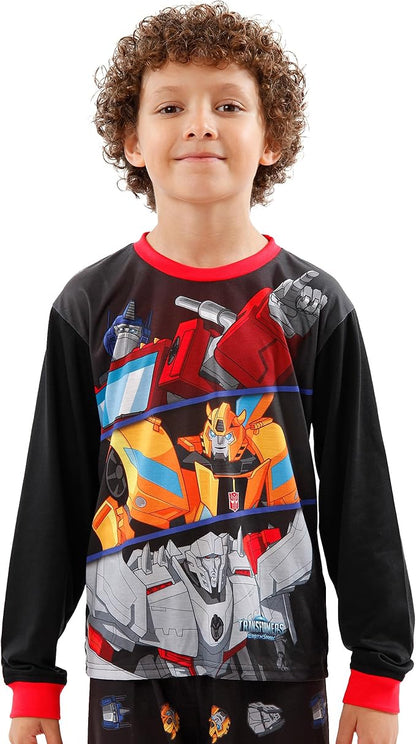 Pijamas Transformers | Pijamas Bumblebee e Optimus Prime para menino | Conjuntos de pijama de manga comprida para menino | Dos 3 aos 10 anos