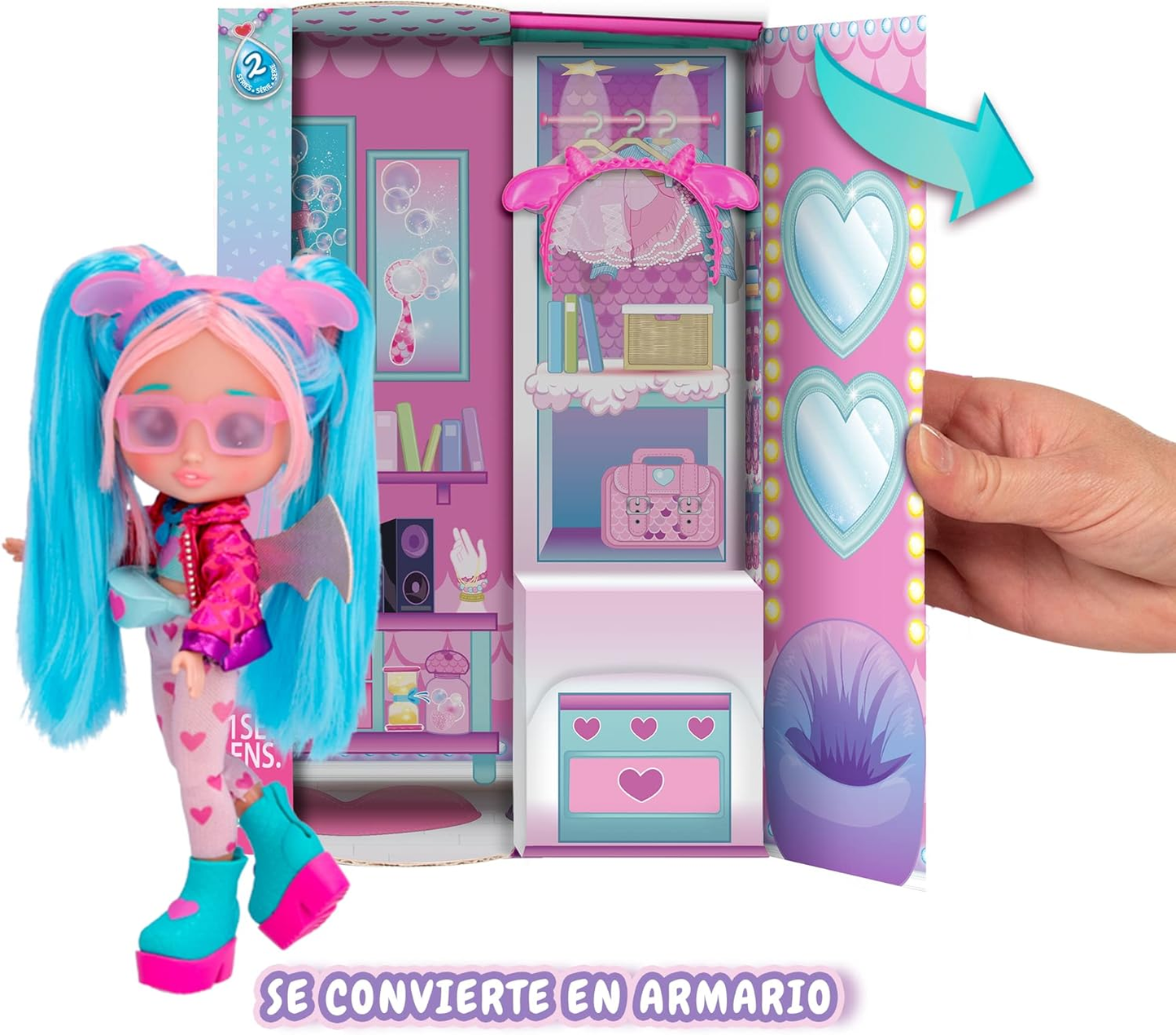 BFF by Cry Babies S2 Bruny Boneca colecionável de moda com cabelo comprido, roupas de tecido e 10 acessórios - Brinde de brinquedo para meninas e meninos +5 anos