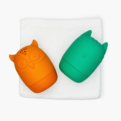 Conjunto de brinquedos para banho Little Giggles Co. - Personagem animal, fácil de limpar, brinquedos esguichadores de banho feitos de silicone fácil de apertar (conjunto de esguichadores de banho)