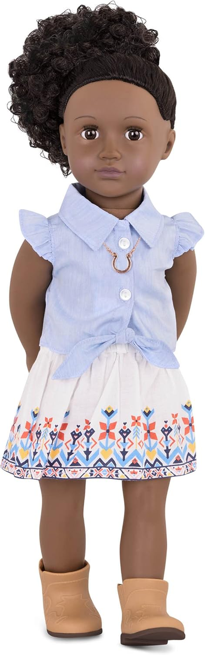 Our Generation My Lucky Horseshoe Outfit – Fato equestre estilo country para bonecas de 45 cm – Conjunto de roupa rancho de 4 peças