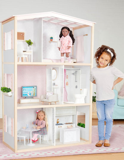 A Nossa Geração – Acessórios para Bonecas de 18 Polegadas – Conjunto de Brinquedos para Casa de Bonecas – Móveis Móveis – Quarto, Cozinha, Casa de Banho e Mais – Brincadeira de Faz de Conta 3+ Anos – Doce Lar