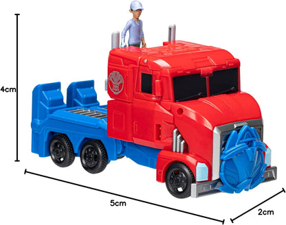 Transformers F7663 Toys EarthSpark Spin Changer, Multicolorido, Figura de Acção Optimus Prime de 20 cm com Figura Robby Malto de 5 cm, para maiores de 6 anos