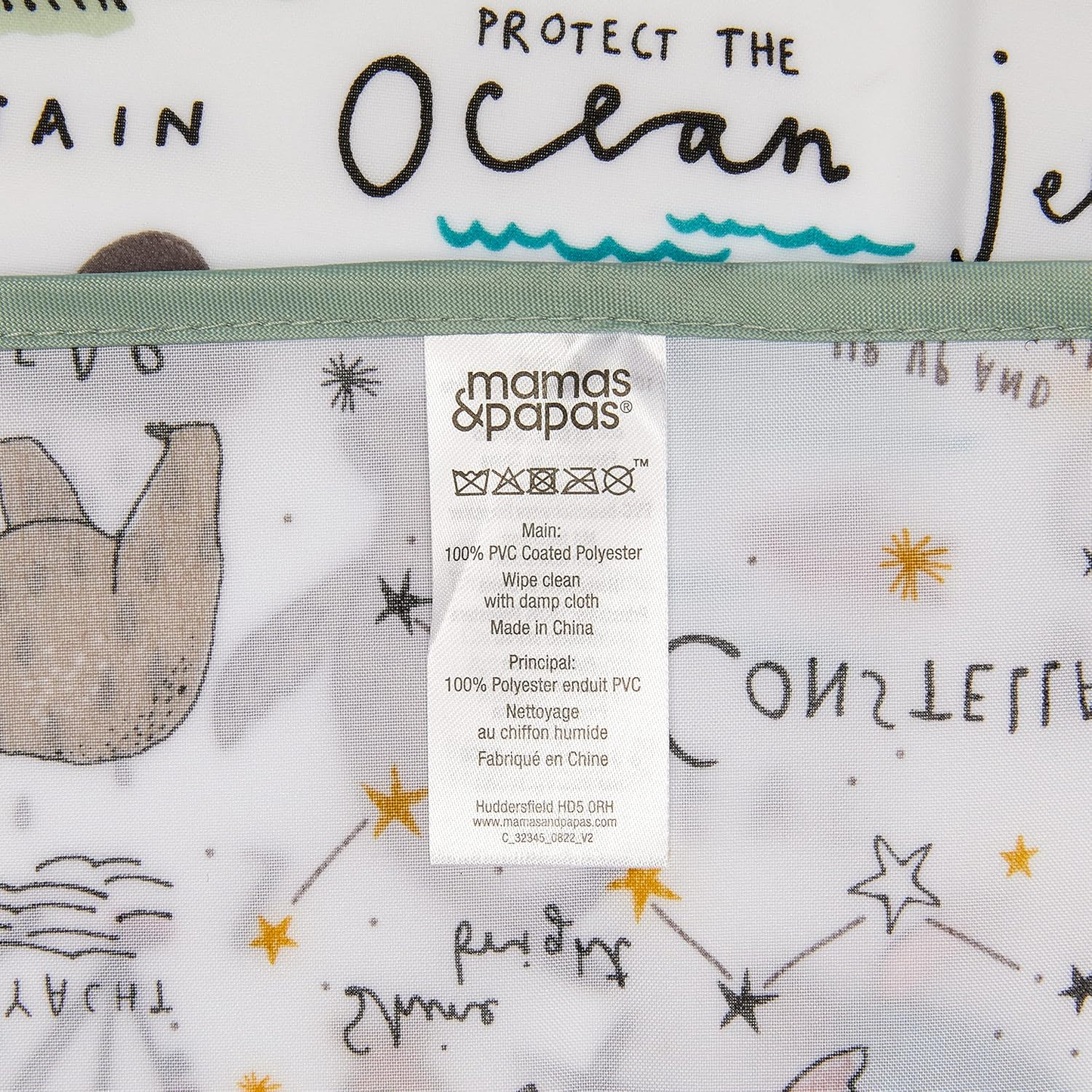 Tapete anti-salpicos Mamas & Papas para cadeiras de refeição, prático e fácil de limpar para evitar salpicos à hora do jantar, Happy Planet