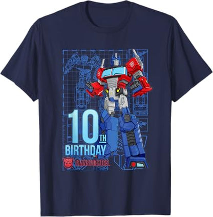 T-shirt de aniversário dos 10 anos do Optimus Prime dos TRANSFORMERS