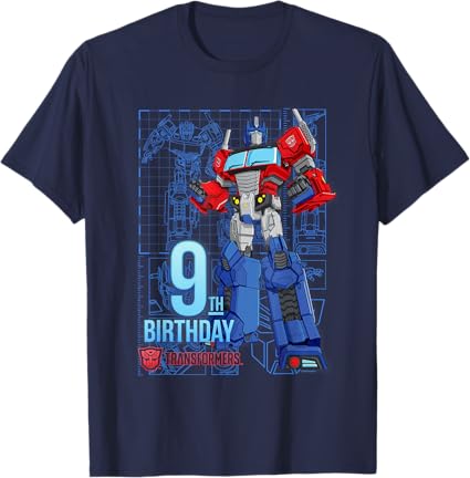 T-shirt de aniversário dos 9 anos do Optimus Prime dos Transformers