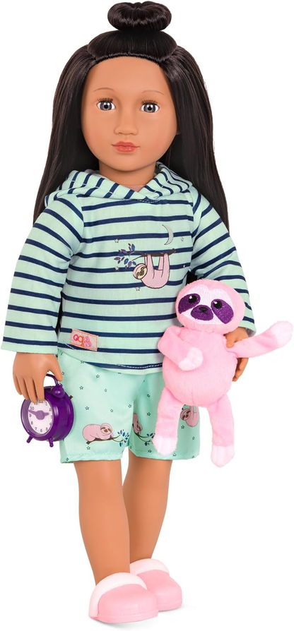 A Nossa Geração - Fato de Preguiça Sonolenta - Fato de Pijama e Peluche para Bonecas de 46 cm, Brinquedo de Peluche Preguiça, Acessórios para Dormir, Fato de Pijama com Capuz