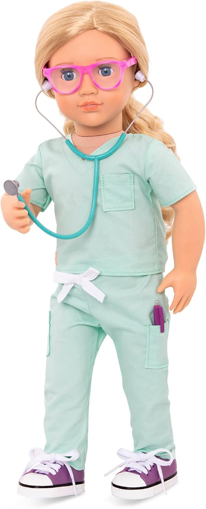 A Nossa Geração – Fato de Fardamento Hospitalar – Acessórios de Médico – Roupa de Boneca de 18 Polegadas – Brincadeira de Faz de Conta – Brinquedos para Crianças a partir dos 3 Anos – Cirurgião Doce