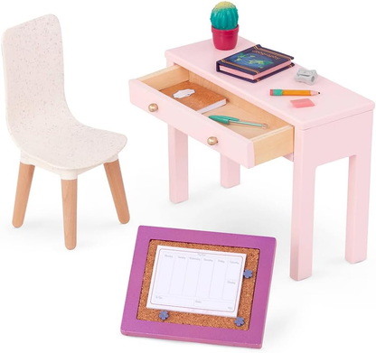 A Nossa Geração – Mobiliário para Casa de Bonecas – Conjunto de Mesa e Cadeira para Casa – Acessórios para Bonecas de 18 Polegadas – Brincadeiras de Faz de Conta – Brinquedos para Crianças a partir dos 3 anos – Conjunto de Escritório OG Working Wonder
