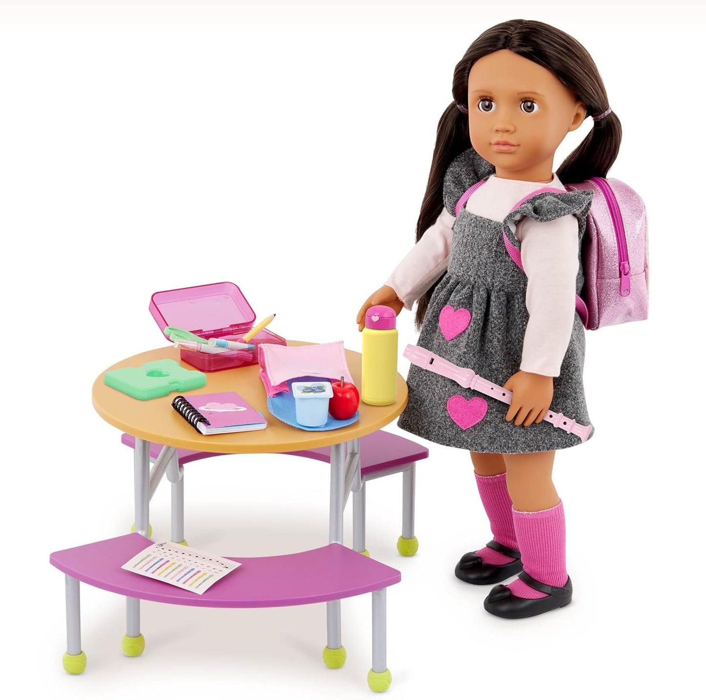 Our School Ready Generation - Conjunto de Mochila e Material Escolar para Bonecas de 18 Polegadas - Conjunto de Mochila e Acessórios para Bonecas de 16 Peças para Crianças a partir dos 3 Anos, Acessórios para Bonecas Infantis