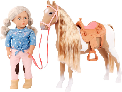 Our Generation - Palomino Hair Play Doll Horse Playset - Cavalo de brinquedo de 50 cm para bonecas da moda com crina longa e acessórios para pentear