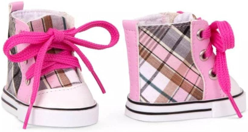 Sapatos de cano alto xadrez Our Generation para bonecas de 18"