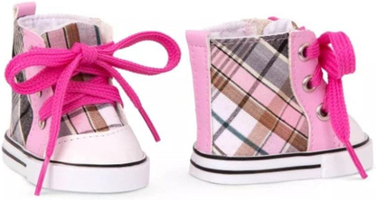 Sapatos de cano alto xadrez Our Generation para bonecas de 18"