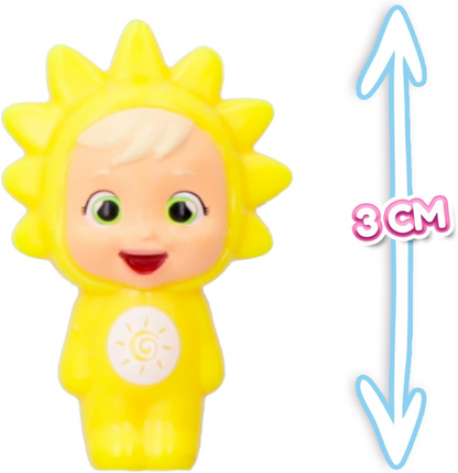CRY BABIES Little Changers Sunny Cápsula colecionável em forma de Flor que inclui uma mini boneca, uma pipeta e um folheto +3 anos