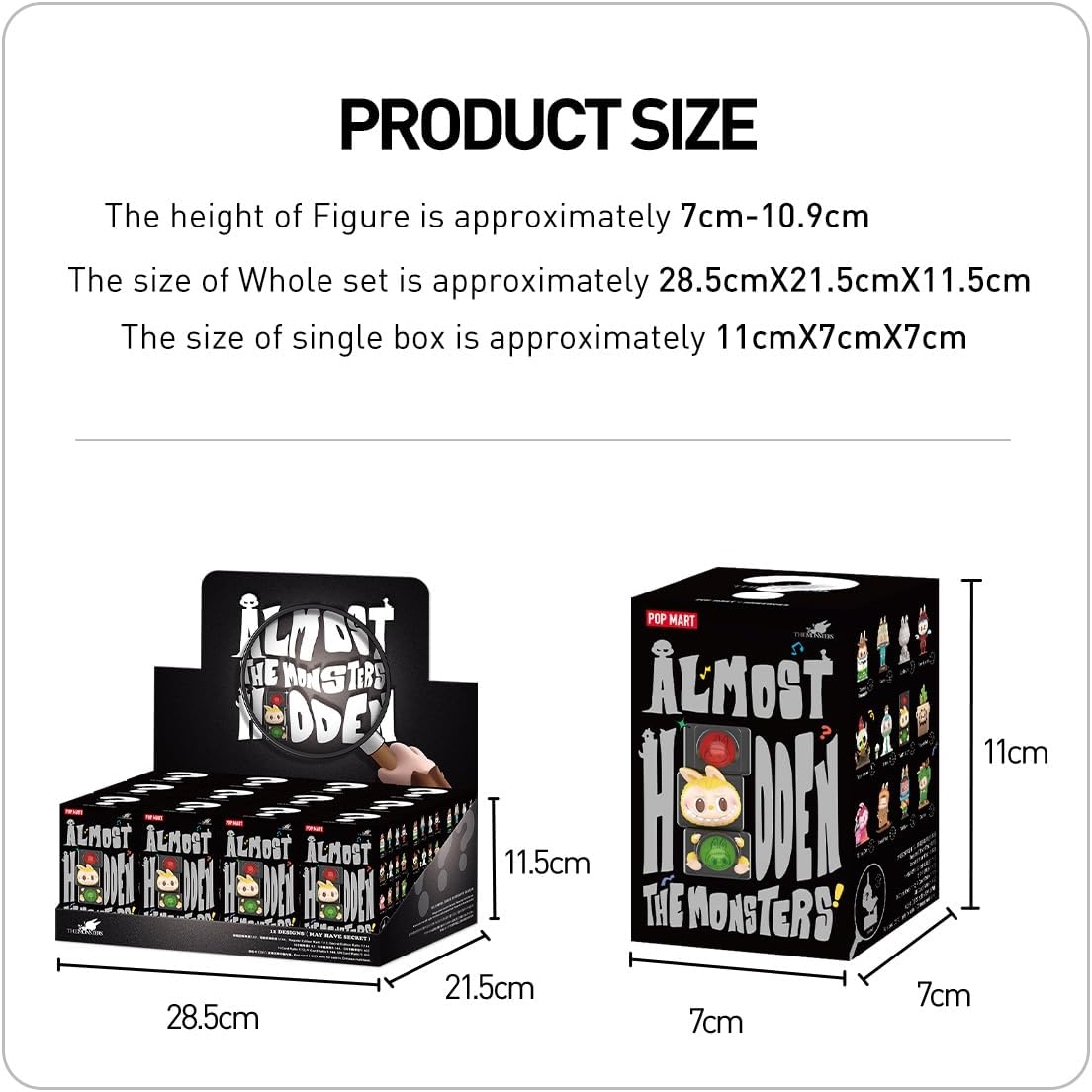 POP MART THE MONSTERS Conjunto quase oculto completo 1 peça 2,5 polegadas Personagem articulada Design premium Presentes para mulheres Figura de ação de brinquedo de arte chique favorita dos fãs