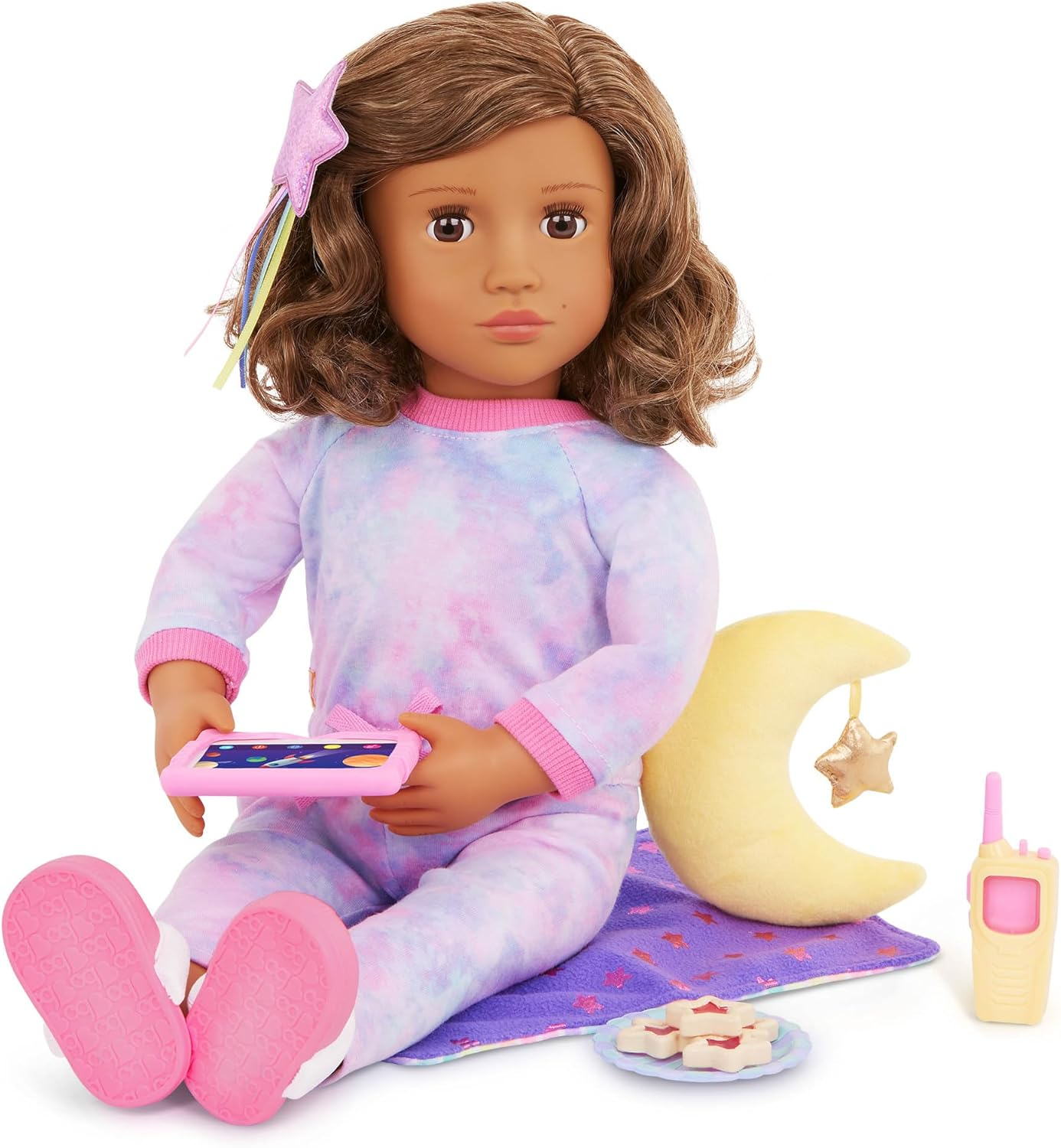 Boneca Luna Sleepover da Our Generation – Boneca de pijama de 45 cm e conjunto para dormir – Inclui roupa para dormir e conjunto de acessórios