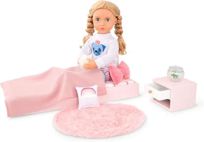 Conjunto de quarto Sweet Snuggles da Our Generation OG - Móveis para casa de bonecas de 45 cm - Conjunto de 10 peças