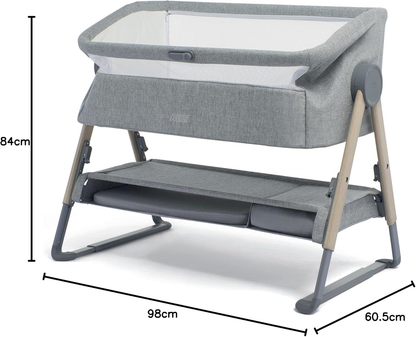 Berço de cabeceira Lua Mamas & Papas, berço amovível, laterais rebatíveis, inclui colchão, 0-6 meses, cinzento