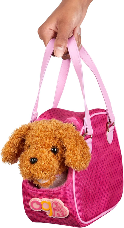A Nossa Geração – Caniche de Peluche – Bolsa para Transporte de Animais de Estimação – Acessórios para Bonecas de 18 Polegadas – Peluches – Crianças a partir dos 3 Anos – Transportadora para Cães Hop in