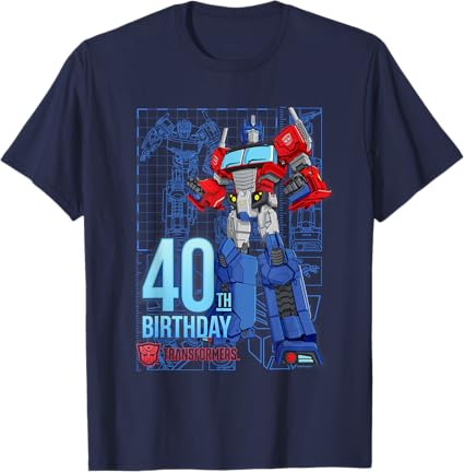 T-shirt de aniversário dos 40 anos do Optimus Prime dos Transformers