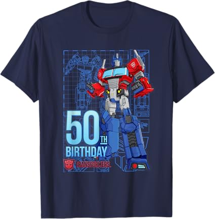 T-shirt de aniversário dos 50 anos do Optimus Prime dos Transformers