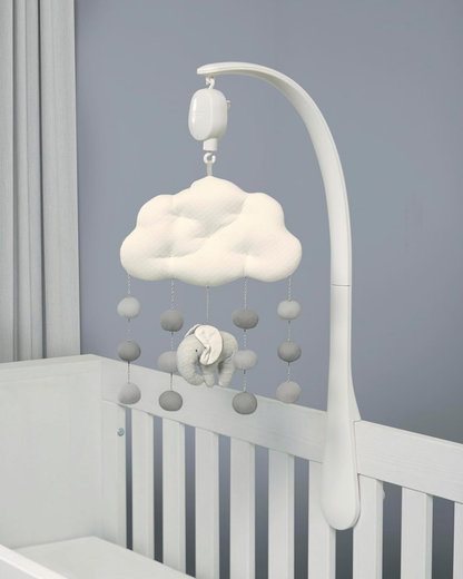 Mamas & Papas Bem-vindos ao Mundo Nuvem e Elefante Mobile Musical com Pompons, Elefante Cinzento