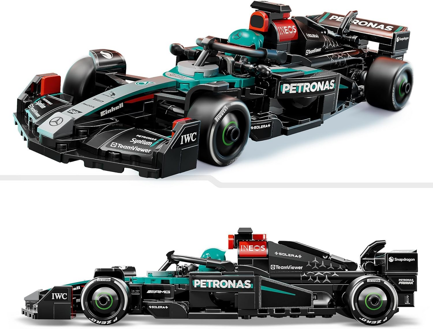 LEGO Speed Champions Mercedes-AMG F1 W15 Race Car Toy com uma minifigura colecionável de piloto de Fórmula 1 - Kits de modelos para meninos e meninas de 10 anos ou fãs adultos de automobilismo 77244