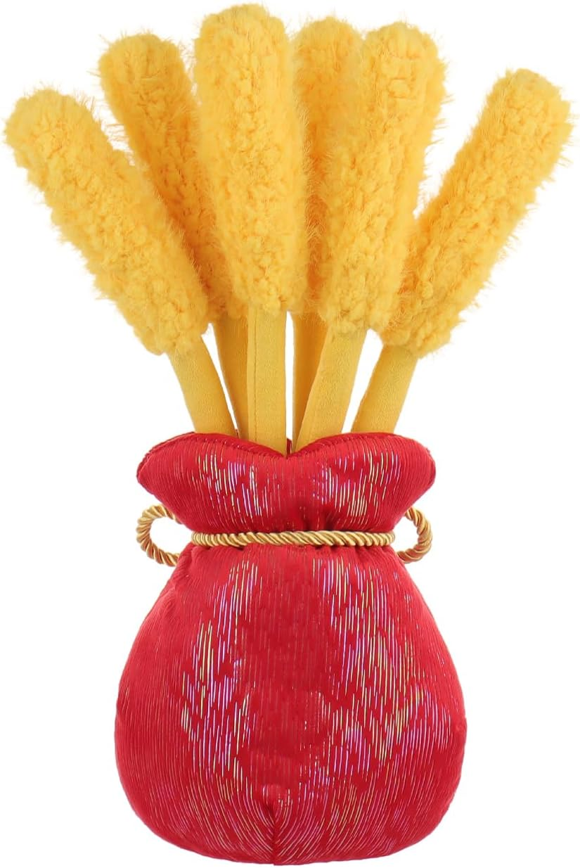 Vaso de cevada dourada de cordeiro damasco, bichinhos de peluche para crianças, brinquedos de peluche fofos e macios para bebés, menina e menino, vaso de cevada dourada fofa vermelha 11,5 polegadas