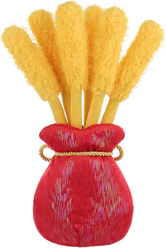 Vaso de cevada dourada de cordeiro damasco, bichinhos de peluche para crianças, brinquedos de peluche fofos e macios para bebés, menina e menino, vaso de cevada dourada fofa vermelha 11,5 polegadas