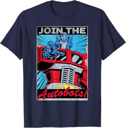 T-shirt com poster retro do Transformers Optimus Prime juntando-se aos Autobots