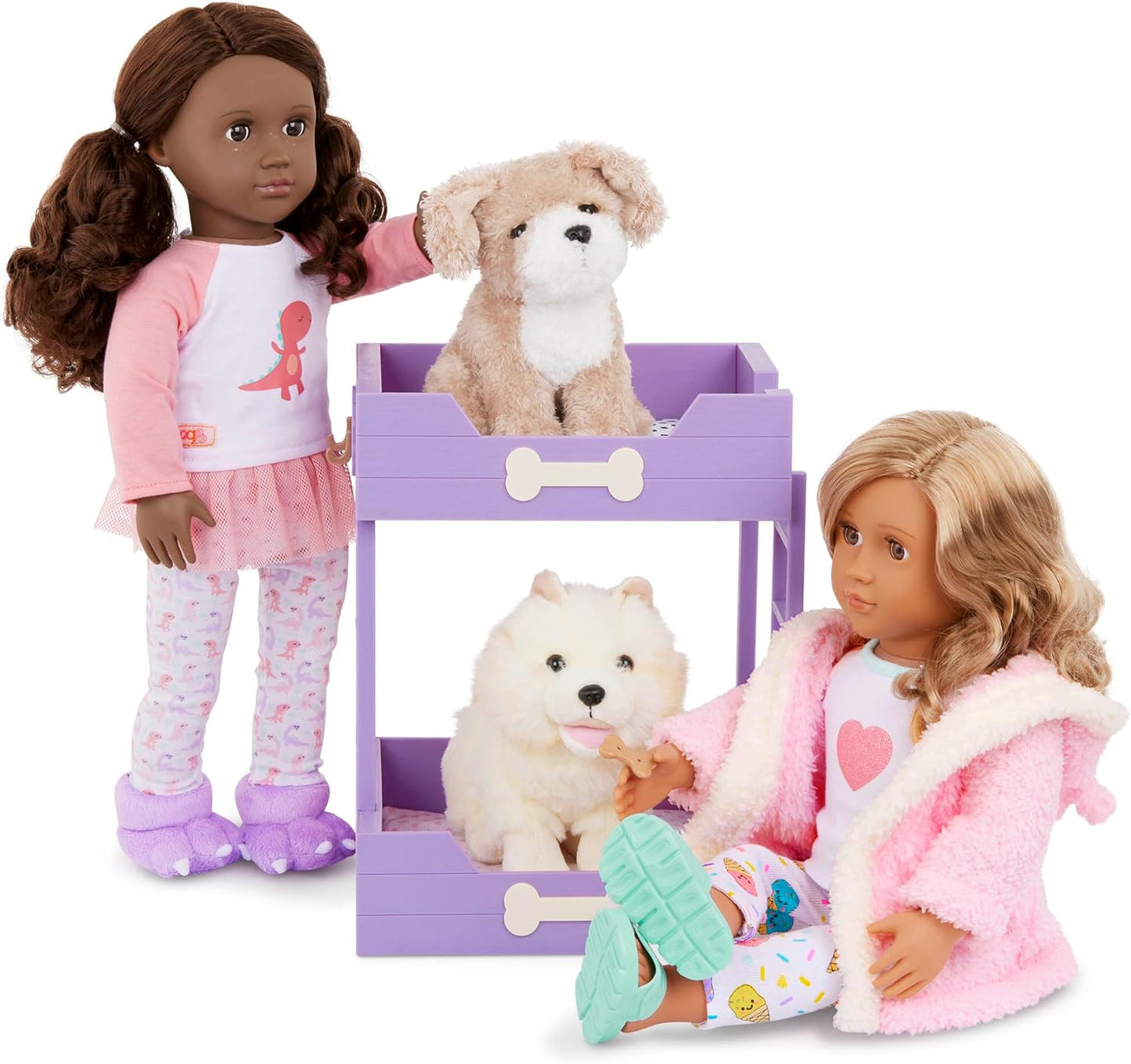 A Nossa Geração - Cama para animais de estimação e conjunto para peluches - Brinquedo de peluche - Acessórios para bonecas de 46 cm - Brincadeira de faz de conta - Brinquedo para crianças a partir dos 3 anos - Beliche para cachorros