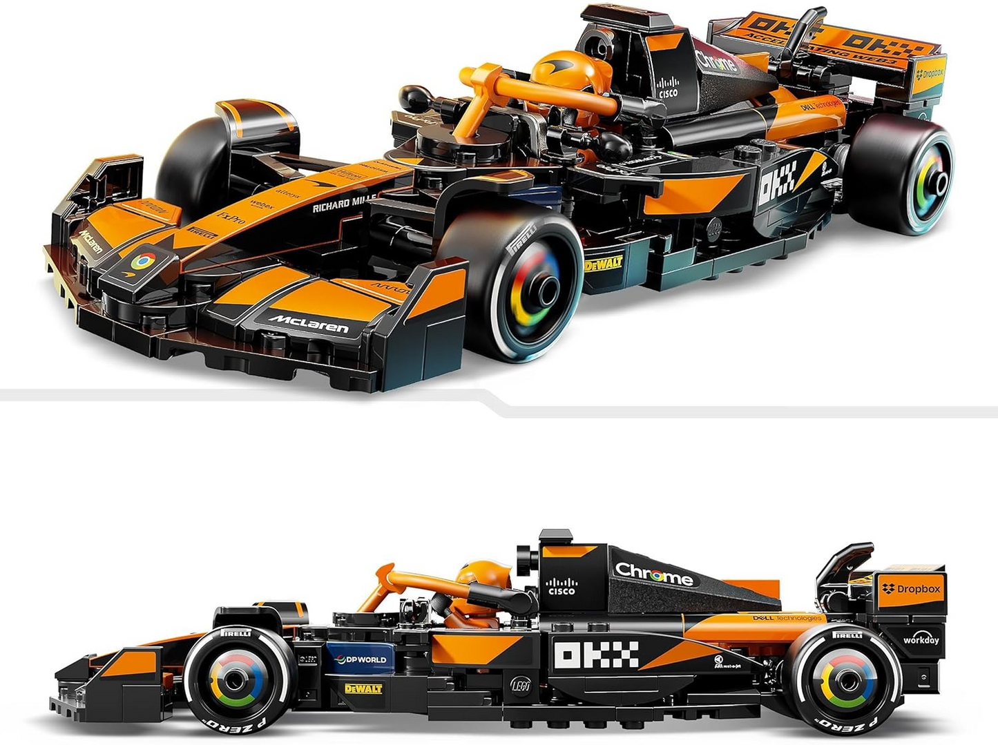 LEGO Speed Champions McLaren F1 Team MCL38 Race Car Toy com uma minifigura colecionável de piloto de Fórmula 1 - Kits de modelos para meninos e meninas de 10 anos ou fãs adultos de automobilismo 77251