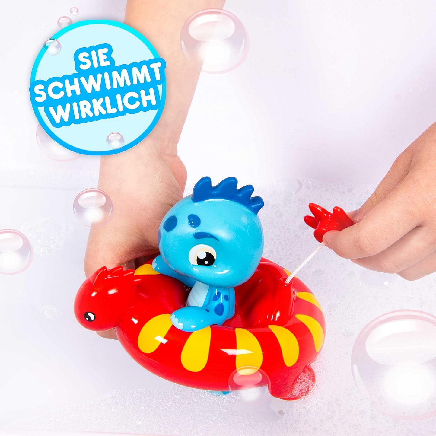 BLOOPIES Floaties Dinos 2 bonecos aquáticos Atlas e Artie; Eles esguicham água e fazem bolhas - Brinquedo de banho para meninos e meninas