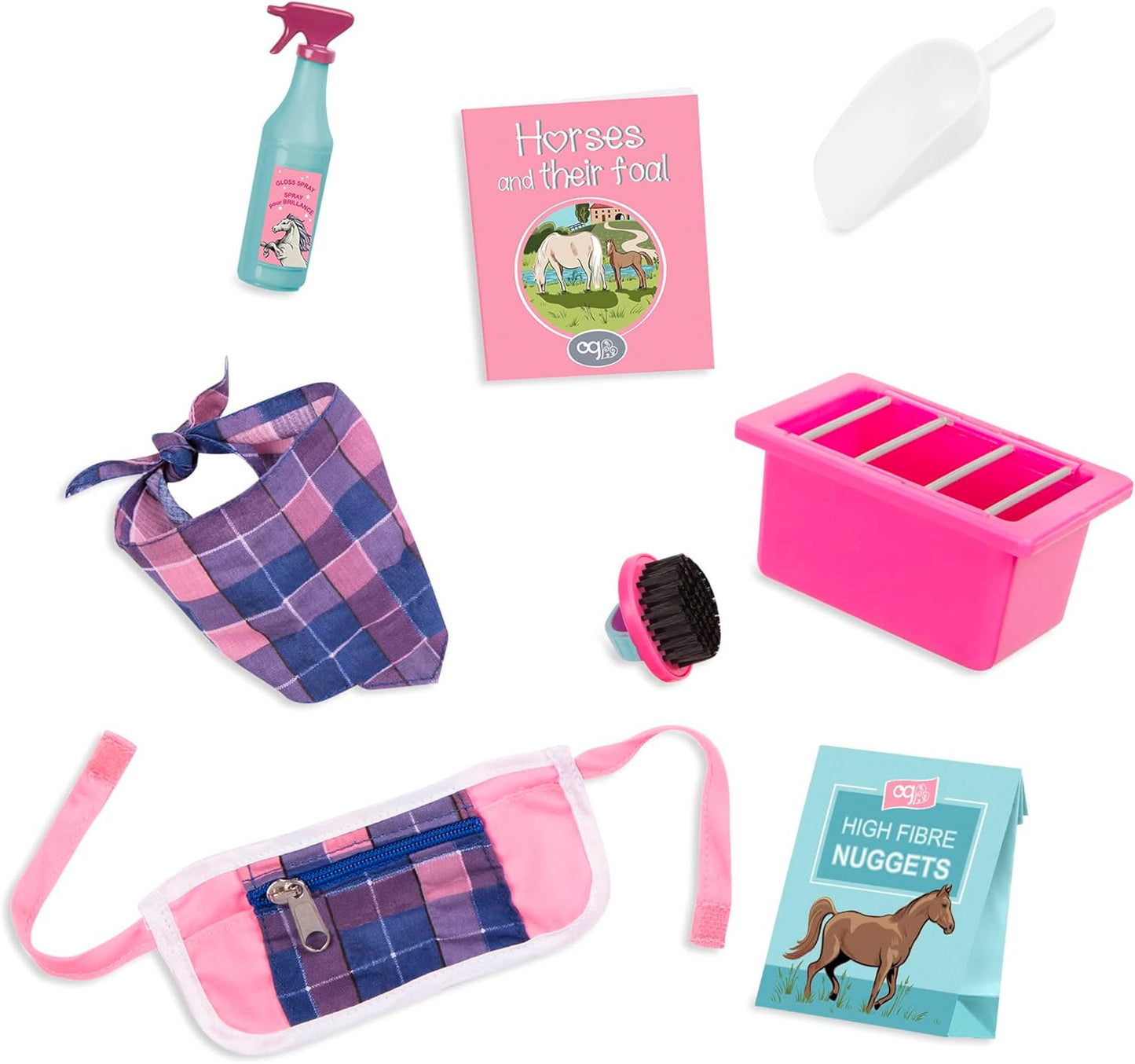 Figura de animal potro quarto de milha da nossa geração – potro de brinquedo de 30 cm para bonecas de 45 cm, figura de animal de brinquedo para meninas e meninos, acessórios estáveis e ferramentas de higiene, para crianças a partir dos 3 anos