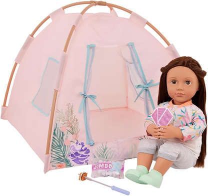 A Nossa Geração – Conjunto de tenda para bonecas – Brinquedos de campismo – Acessórios para bonecas de 45 cm – Brincadeira de faz de conta – Crianças a partir dos 3 anos – Noites de campismo