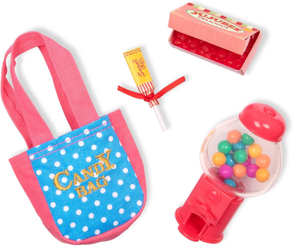 Conjunto de doces retro Our Generation - Máquina de gomas - Acessórios para bonecas de 46 cm - Jogo de fantasia - Brinquedo para crianças a partir dos 3 anos - Doces e guloseimas