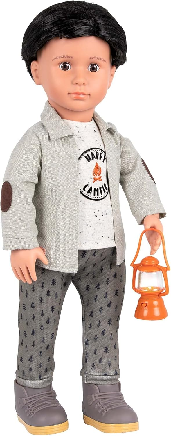 Conjunto de acampamento de luxo para rapaz com lanterna