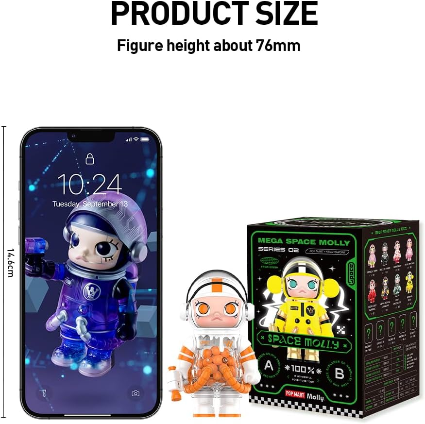 POP MART MEGA SPACE MOLLY 100% Série 2 Figuras Personagens Colecionáveis Conjunto Completo (9 Caixas) 2,5 polegadas Personagem Articulado Design Premium presentes para mulheres Caixa surpresa Favorita dos Fãs Brinquedo Colecionável